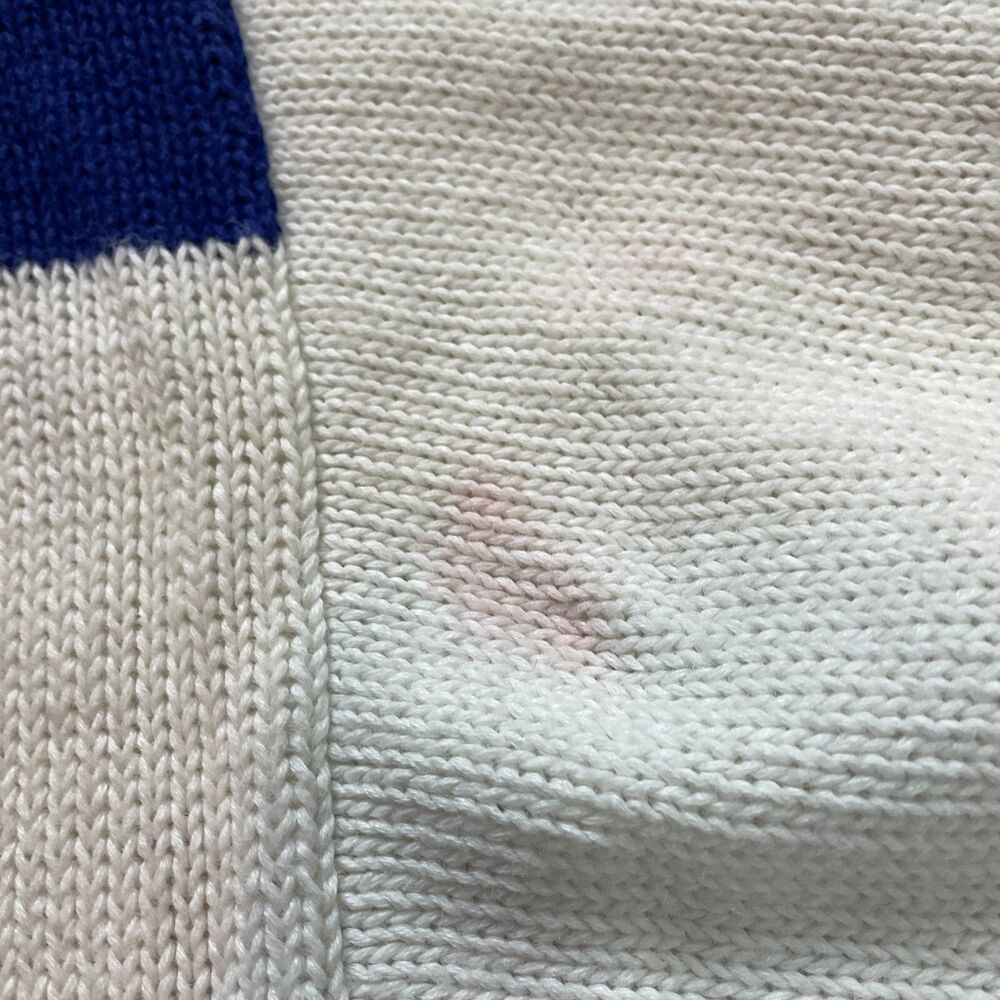 Elisabeth Liz Claiborne Cardigan Sweater Womens 3X White Blue Check Knit Vintage - Picture 5 of 13